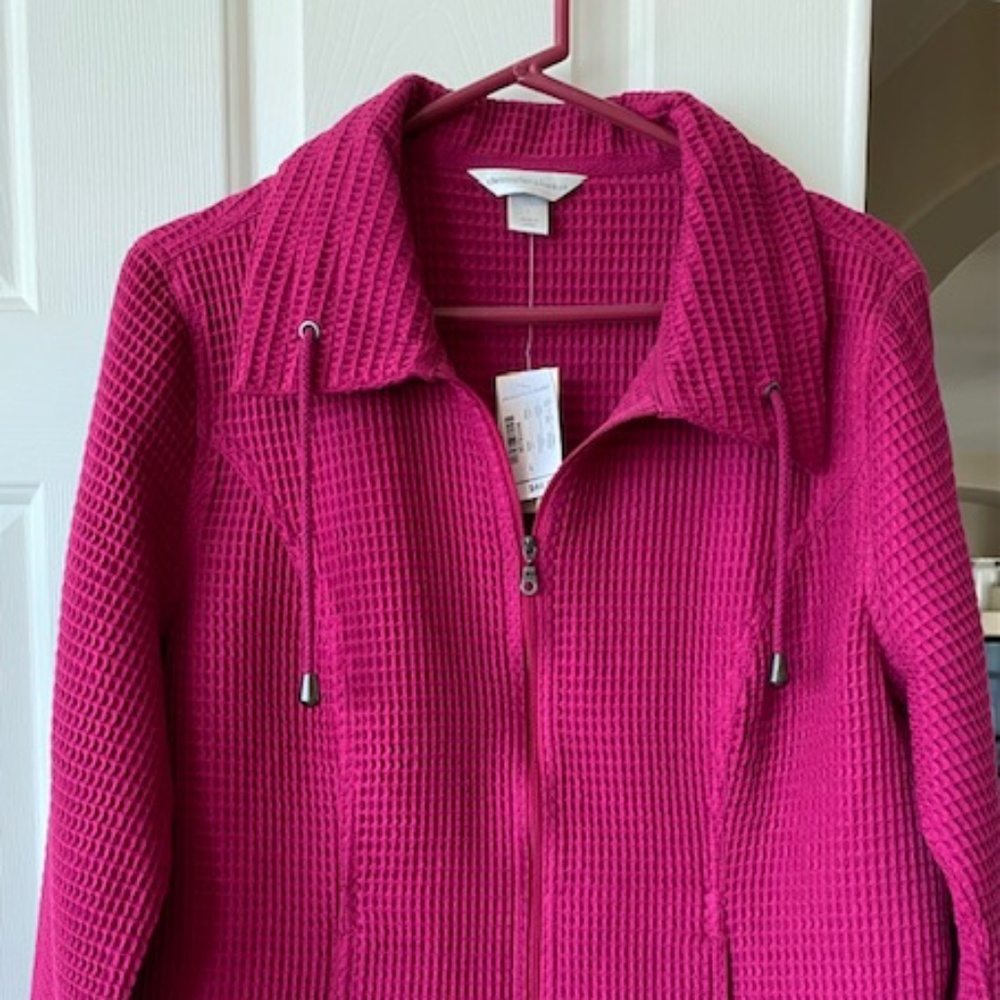 Fuchsia Waffle Weave Zip Jacket by Christopher & Banks